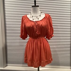 Lagaci Vibrant Orange Mini Dress